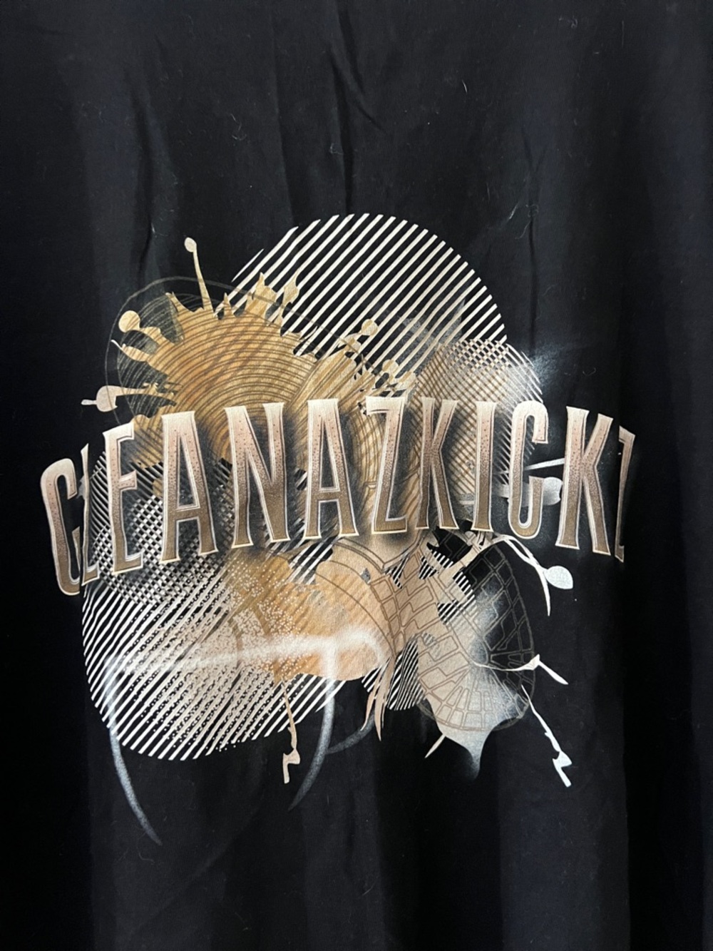 Graphic Black Tee with Metallic Gold Print